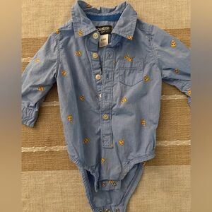 OshKosh B'gosh Blue Pizza Print Bodysuit